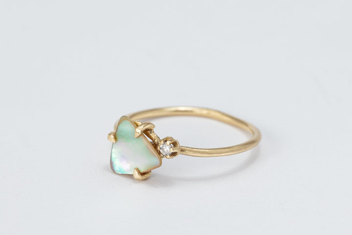 טבעת צדף אבלון ויהלום