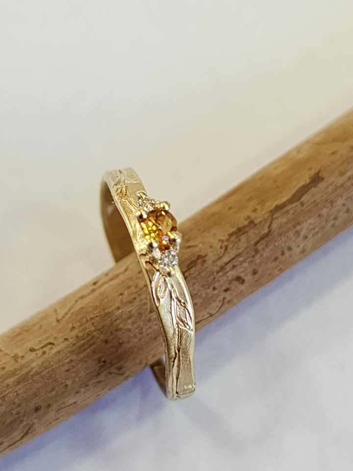 טבעת זריחה בשדות - סיטרין ויהלומים