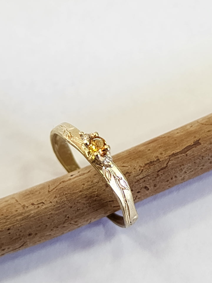 טבעת זריחה בשדות - סיטרין ויהלומים