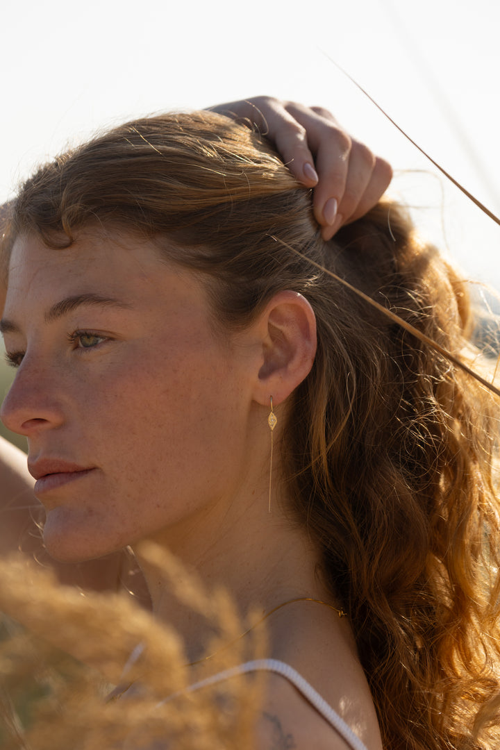 עגילי זהב קנה סוף