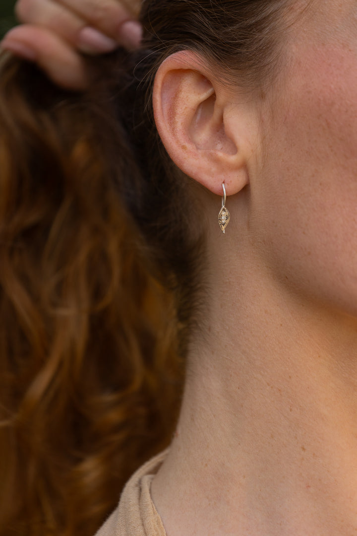 עגילי יהלומים קנה כסוף