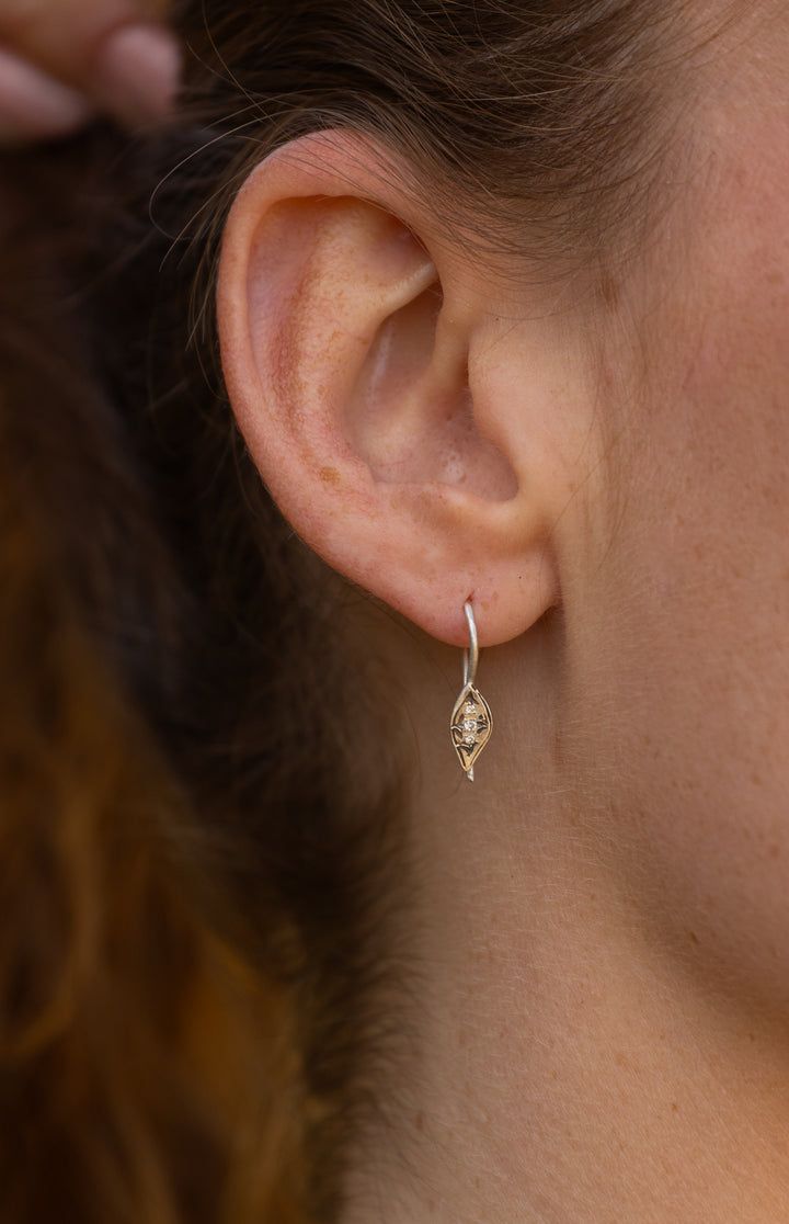 עגילי יהלומים קנה כסוף