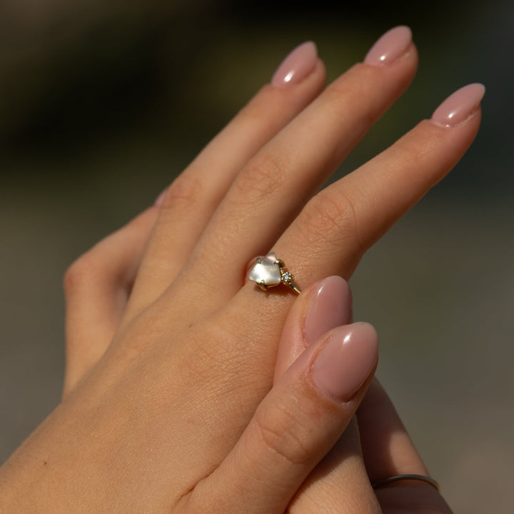 טבעת צדף אבלון ויהלום