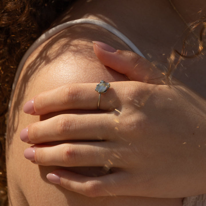 טבעת צדף אבלון ויהלום