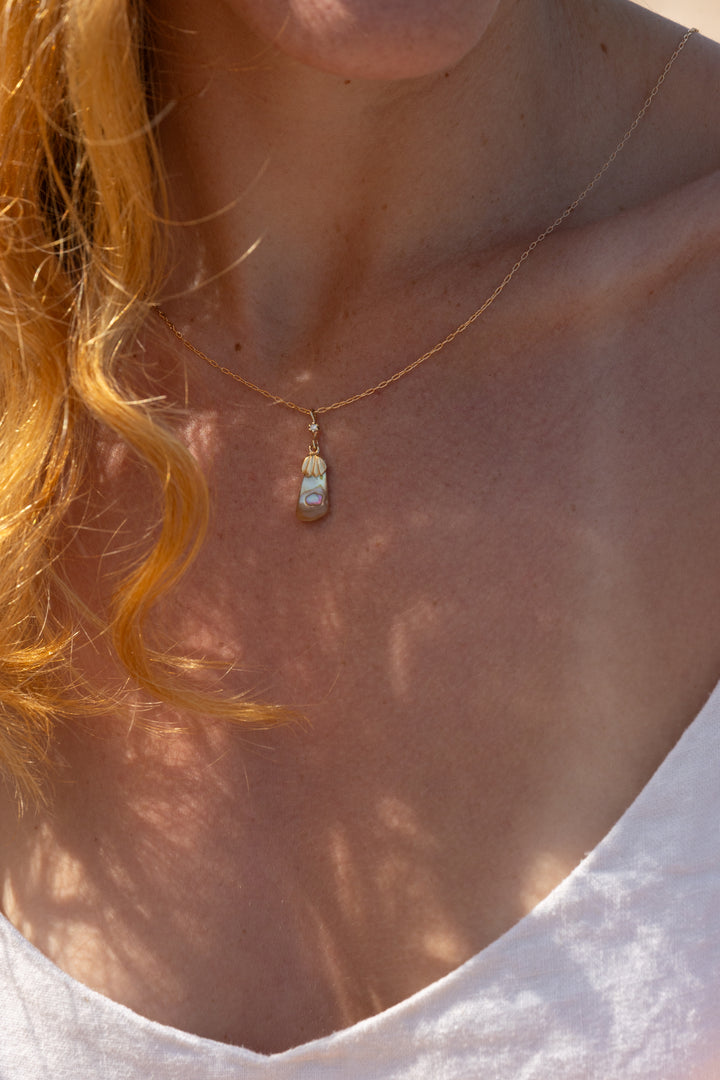 שרשרת צדף אם הפנינה ויהלום