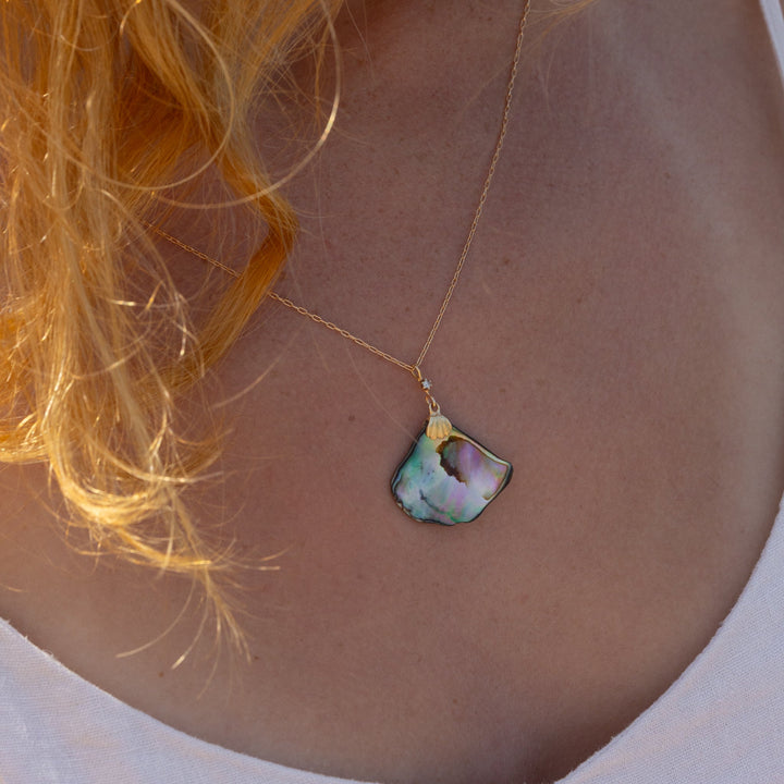 שרשרת צדף אבלון ויהלום