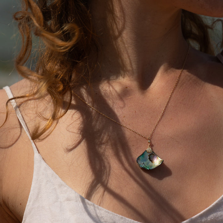 שרשרת צדף אבלון ויהלום