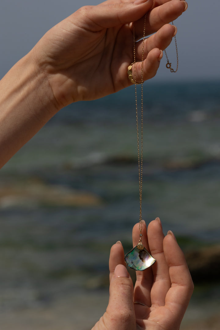 שרשרת צדף אבלון ויהלום