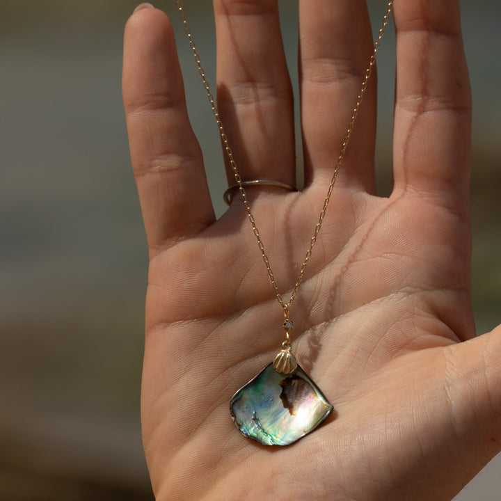 שרשרת צדף אבלון ויהלום