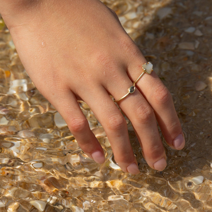 טבעת צדף אבלון ויהלום