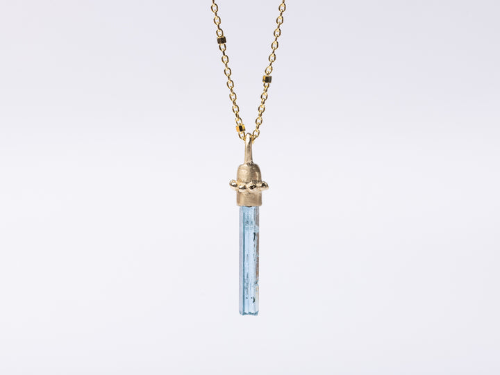 שרשרת זהב גביש אקוומרין