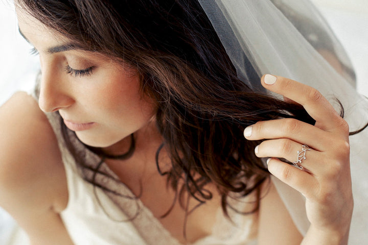 Dainty Tiny Diamonds Leaves Ring, Gold Alternative Engagement Ring For Women, 14K White Gold Leaf Wedding Ring