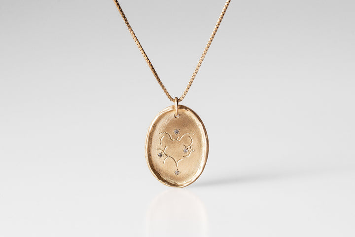 Romantic Fine 14K Solid Gold Small Diamonds Oval Coin Pendant for Women | Mothers Day Necklace | Beloved Heart Necklace