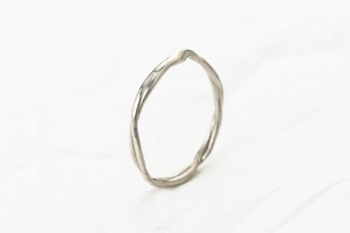 Unisex Organic 14K White Gold Wedding Band