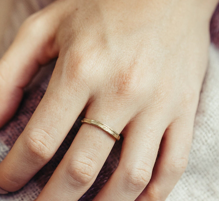 14k Solid White Gold Wedding Bands His and Hers, Matching Wedding Rings, Floral Band, Olive Leaves Ring for Women and Men