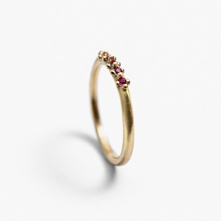 Natural Ruby 14K Solid Gold Ring, Engagement Ring, Delicate Minimalist Stacking Ring, Half Eternity Ring, Red gemstone 14K Gold Ruby Ring