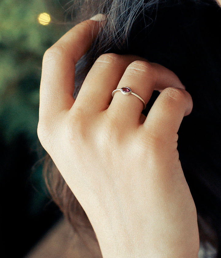 14K Solid Gold Amethyst Ring, February Birthstone Stacking Ring for Women, Minimalist Natural Amethyst Ring, Gemstone Ring For Her