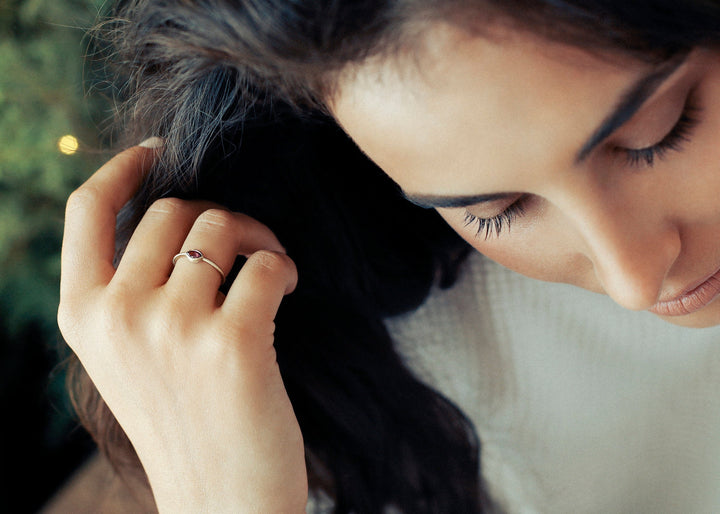 14K Solid Gold Amethyst Ring, February Birthstone Stacking Ring for Women, Minimalist Natural Amethyst Ring, Gemstone Ring For Her