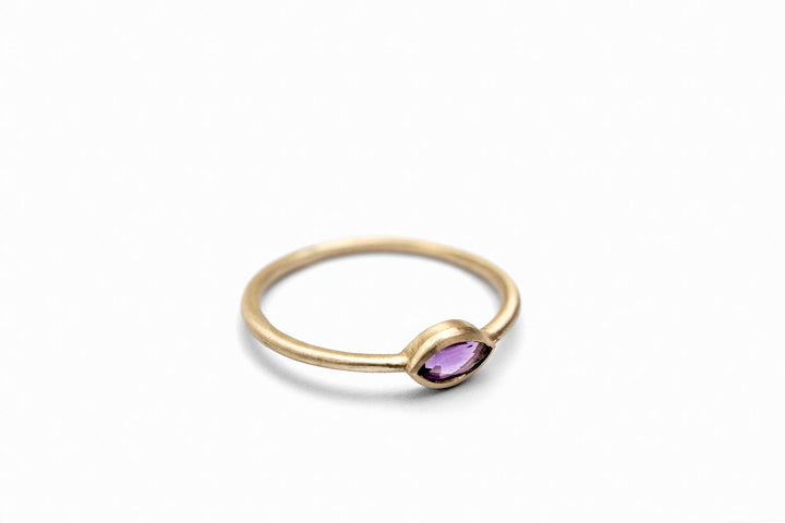 14K Solid Gold Amethyst Ring, February Birthstone Stacking Ring for Women, Minimalist Natural Amethyst Ring, Gemstone Ring For Her