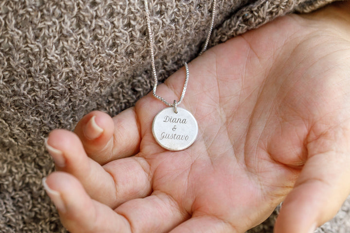 925 Sterling Silver Coin Pendant for Women| Love Birds Sapphire "Mom" Coin Necklace - Customized Initials / Monogramed Pendant