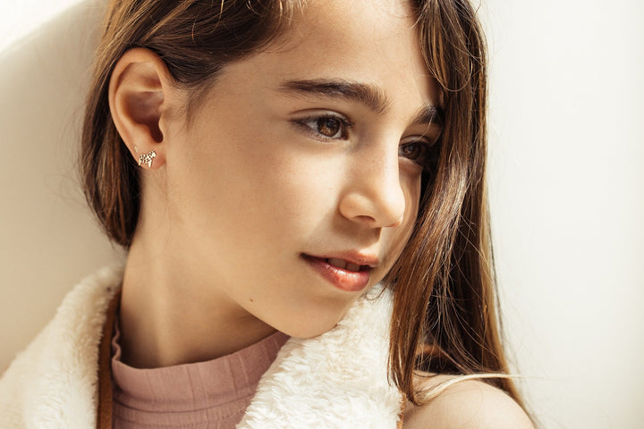 14K Gold Filigree Pony Stud Earrings, 14K Yellow Solid Gold Horse Dainty Earrings for Girls and Teens, Gift for Xmas