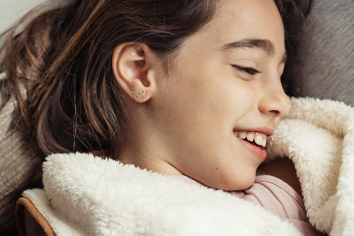 14k Gold Swan Stud Earrings for Girls, Infants, Toddlers, Children and Teens