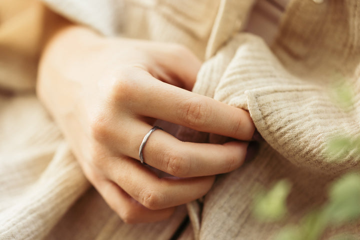 Unisex Organic 14K White Gold Wedding Band