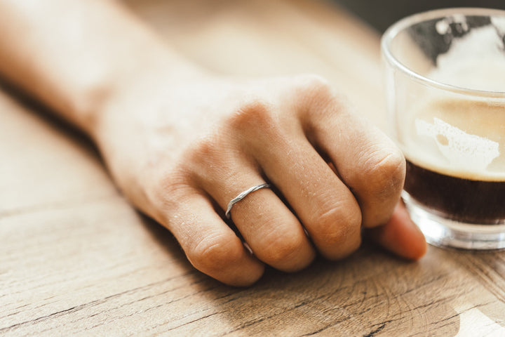 Unisex Organic 14K White Gold Wedding Band