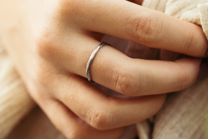 Unisex Organic 14K White Gold Wedding Band