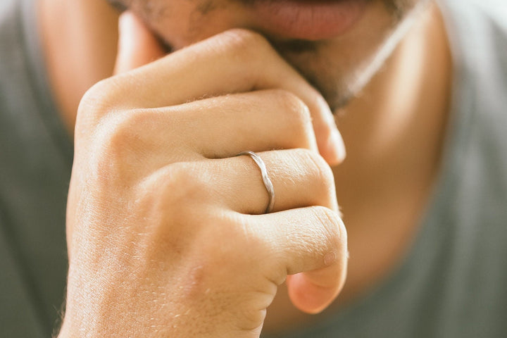 Unisex Organic 14K White Gold Wedding Band