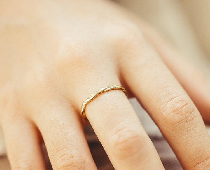 Unisex Organic 14K White Gold Wedding Band