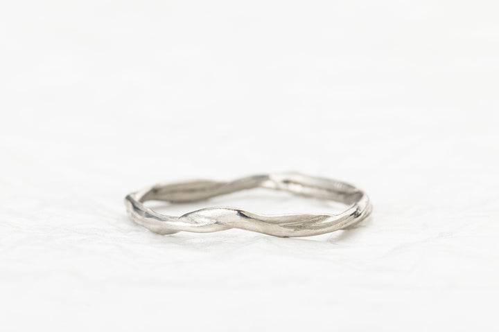 Unisex Organic 14K White Gold Wedding Band