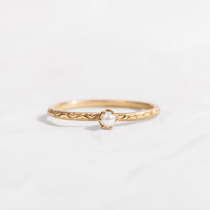 14k Solid Gold Pearl Ring, Engagement Ring, Wedding Ring, Gold Pearl Ring, Handmade