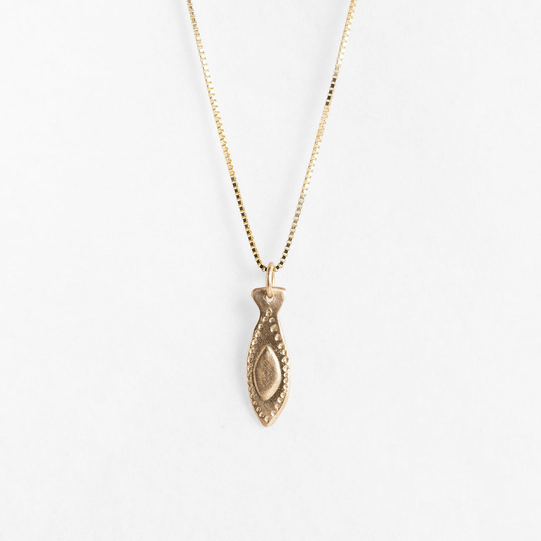 14K dainty Gold Fish Luck Pendant Necklace for Her