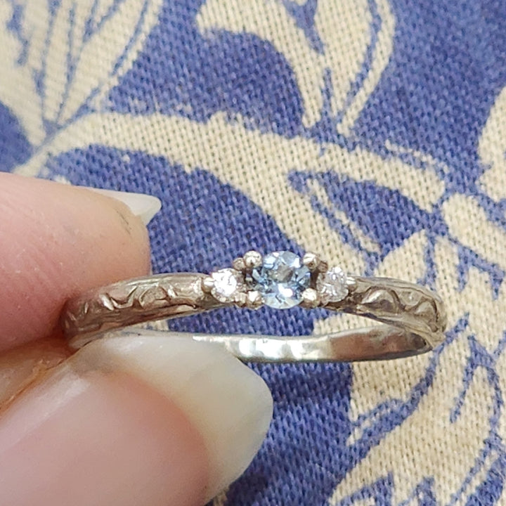 טבעת של פעם - אקווה מרין ויהלומים