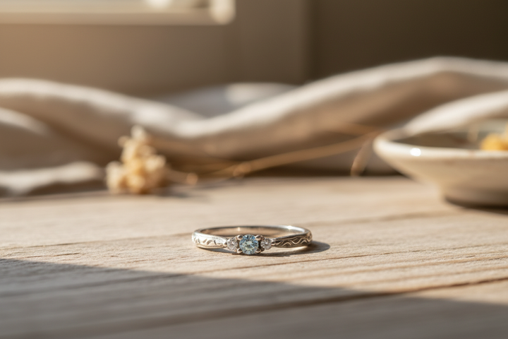 טבעת של פעם - אקווה מרין ויהלומים