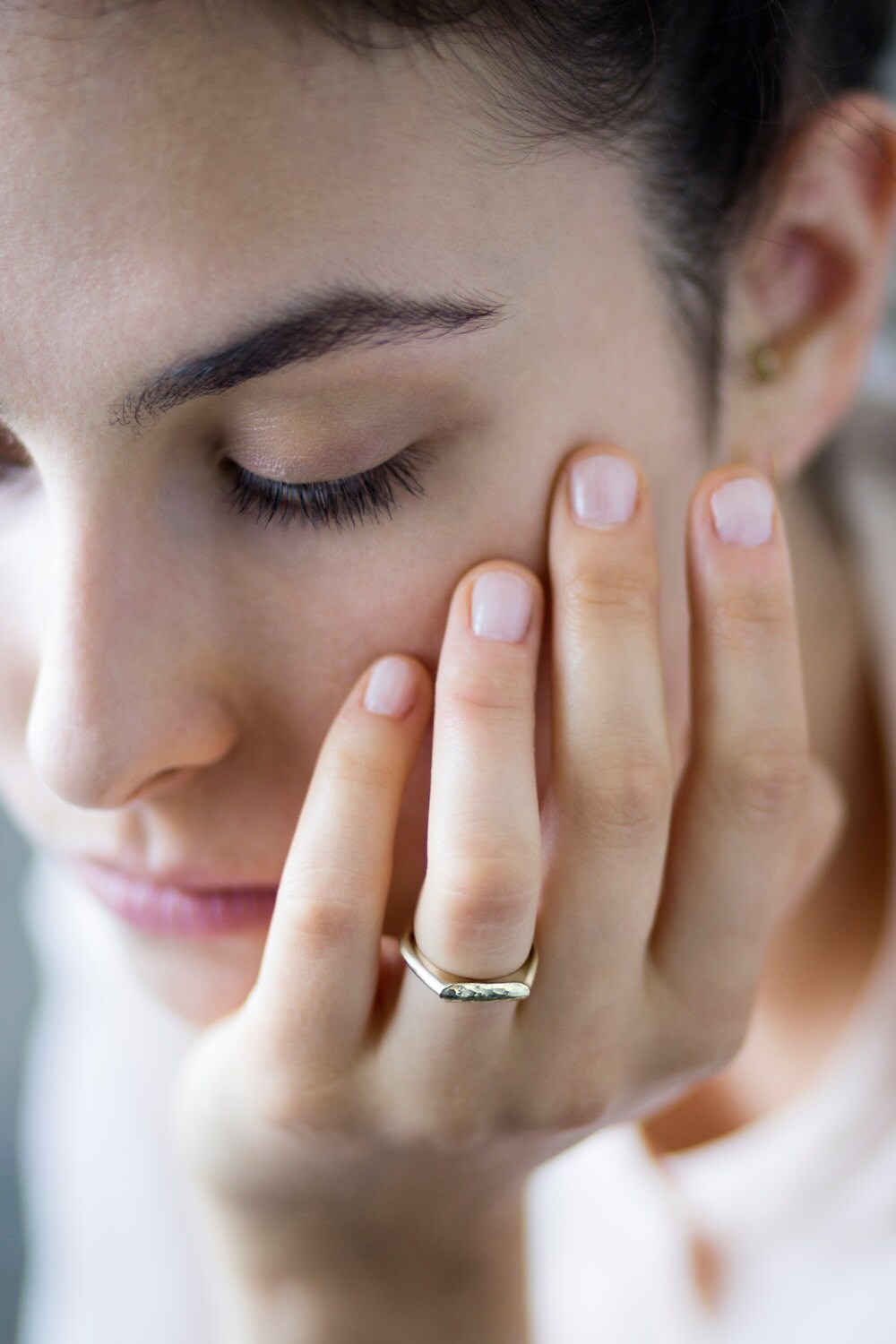 14K Yellow Gold Hammered Bar Ring, Massive solid Gold Wedding Ring, Handcrafted Gold Ring, Woman's Gold Ring, Yellow Gold 14karat Ring