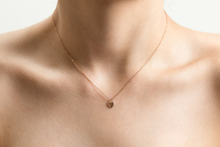 14k Rose Gold Heart Necklace, Small Pendant Necklace, Tiny Heart Necklace, Solid Gold Necklace, Minimalist Women Jewelry, Love Gift