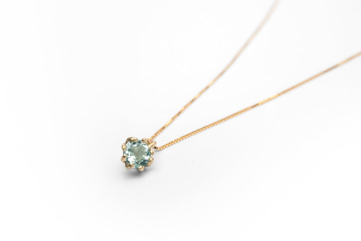 Aquamarine Solitaire 14k Gold Necklace