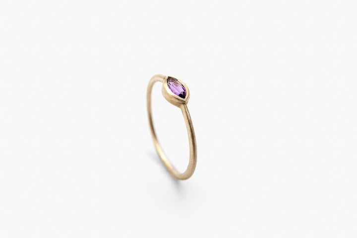 14K Solid Gold Amethyst Ring, February Birthstone Stacking Ring for Women, Minimalist Natural Amethyst Ring, Gemstone Ring For Her