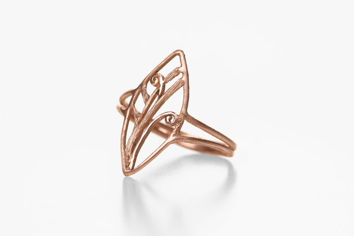 Nature-Inspired 14/18 Karat Solid Rose Gold Sculptured Branch Ring | Fine Gold Statement Ring | Women's Artistic and Romantic Large Rings