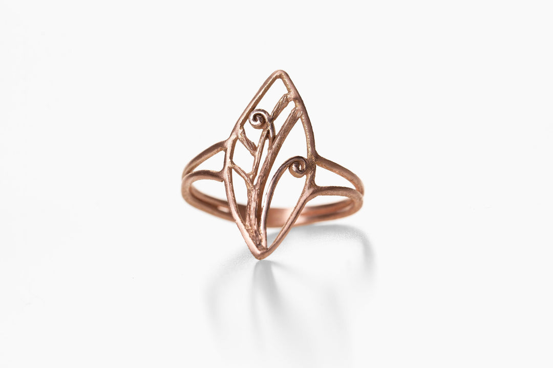 Nature-Inspired 14/18 Karat Solid Rose Gold Sculptured Branch Ring | Fine Gold Statement Ring | Women's Artistic and Romantic Large Rings