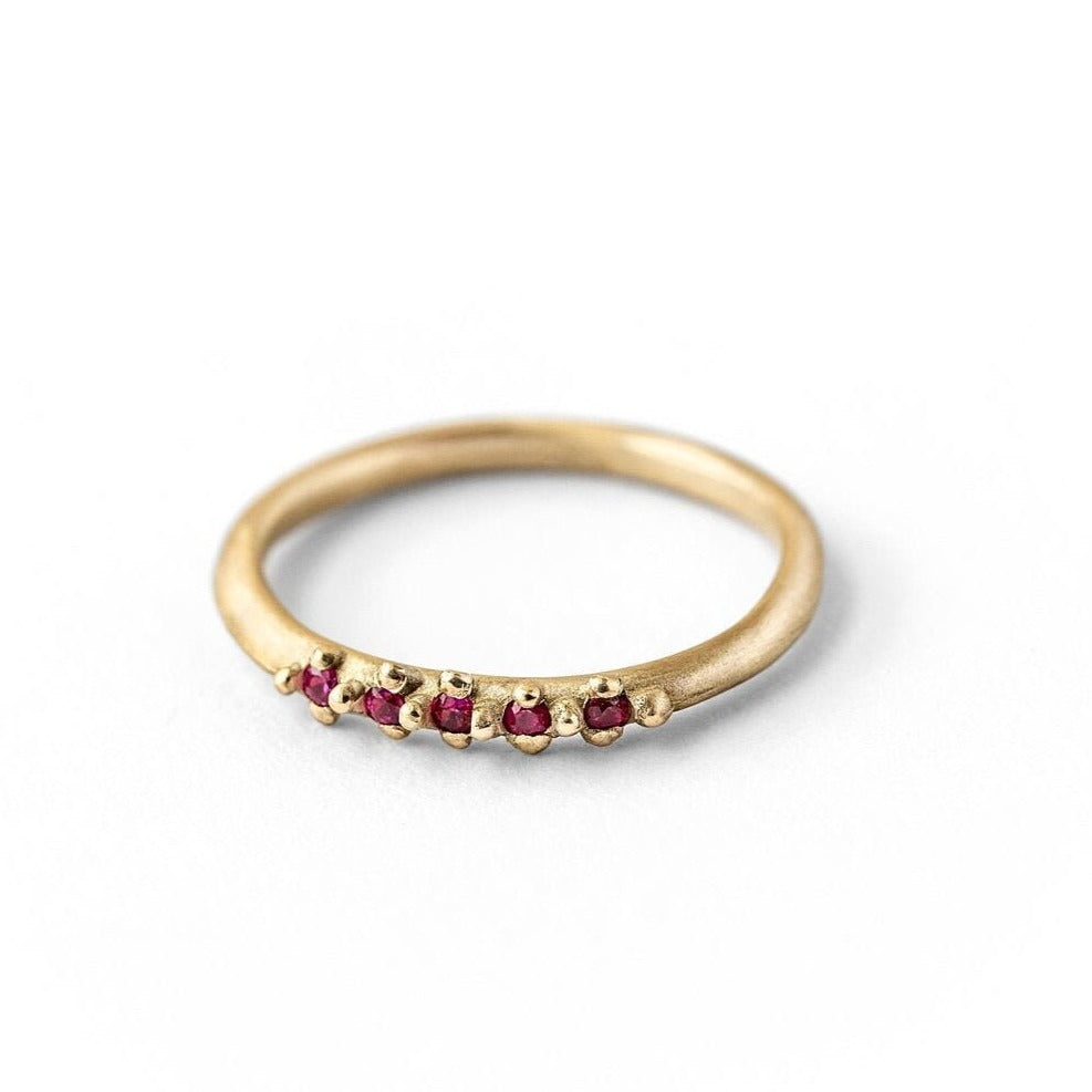Natural Ruby 14K Solid Gold Ring, Engagement Ring, Delicate Minimalist Stacking Ring, Half Eternity Ring, Red gemstone 14K Gold Ruby Ring