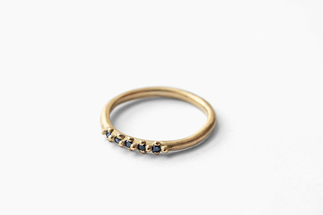 14K Solid Gold Natural Blue Sapphire Ring, Half Eternity Wedding Band, Gemstone Stacking Ring, Handmade Alternative Engagement Ring