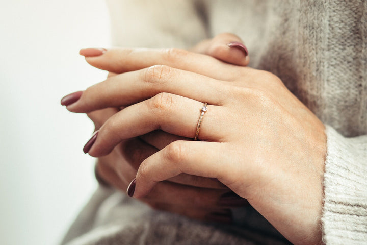 14K Solid Rose gold Diamond Ring, 2 mm diamond Engagement ring,  Dainty Lace Ring, Lace, Romantic Wedding Band