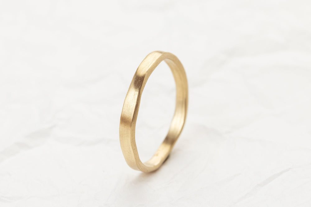 14K Yellow Gold Wedding Band, Mens Unique Wedding Ring, Organic Shape Wedding Ring, Yellow Gold Band Ring, Gold Matte Ring For Him