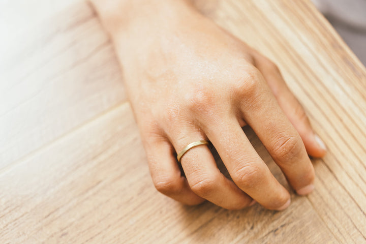 14K Yellow Gold Wedding Band, Mens Unique Wedding Ring, Organic Shape Wedding Ring, Yellow Gold Band Ring, Gold Matte Ring For Him