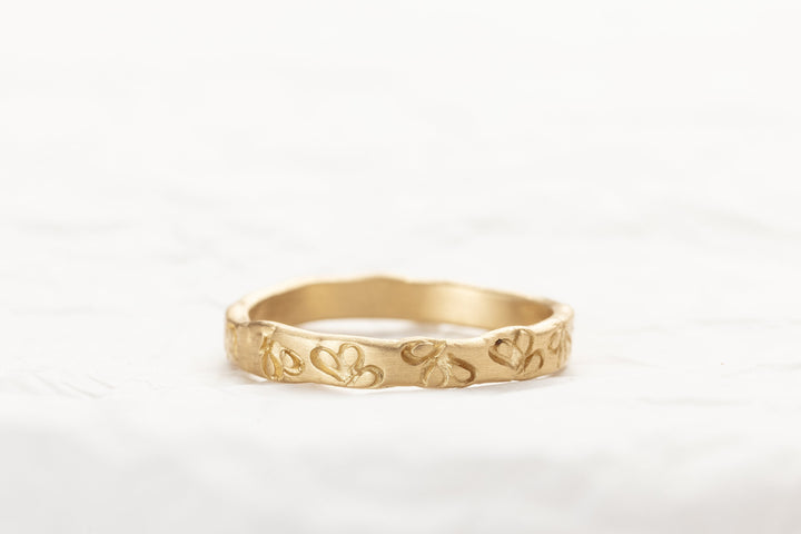 Yellow Gold Wedding Band Set, Nature Inspired Ring, Diamonds Floral Band For Her, Solid Gold His and Hers Bands, 14K Gold Wedding Rings
