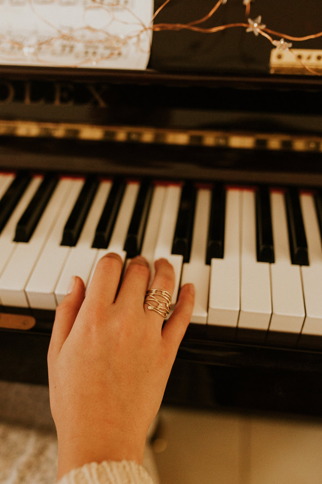 14K Solid Yellow Gold Multi row gold ring, Wide Branch Diamonds Ring, Unique Stripes wavy gold ring, Gift For Her