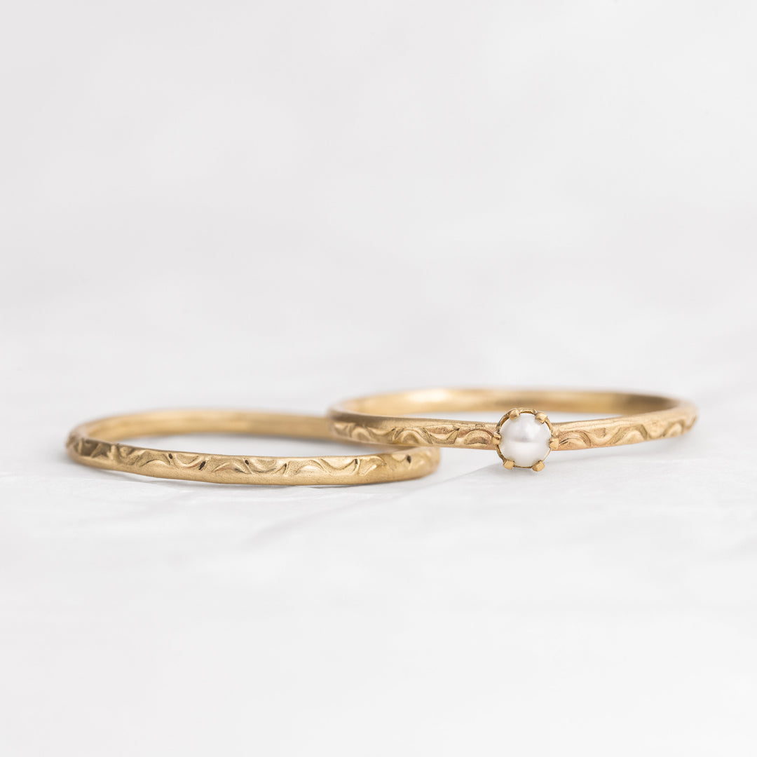 14k Solid Gold Thin Wedding Ring, Engagement Ring, Wedding Ring, Gold Engraved Ring, Handmade